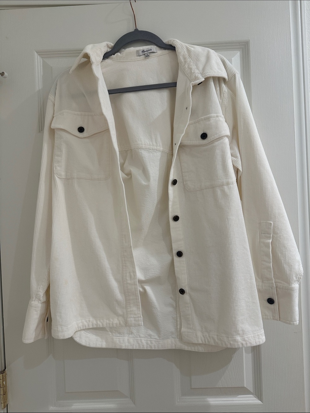 Madewell Cream Corduroy Button-Front Shacket